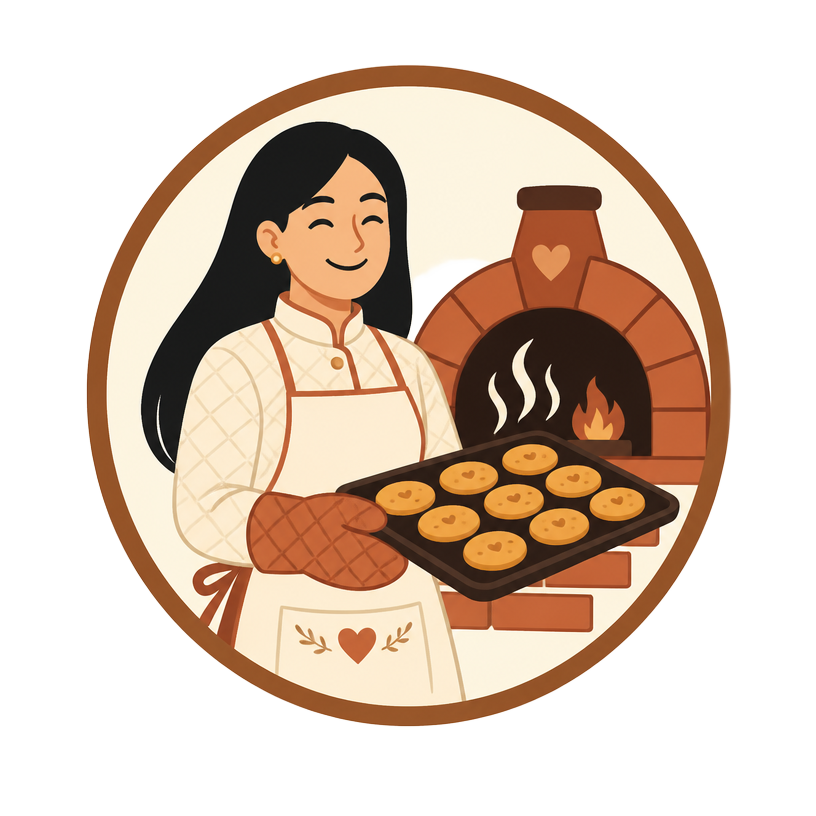 Logo Biscoitos da Moquina: ilustração da Moquina tirando biscoitos do forno
